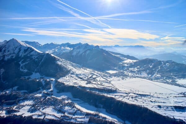 Vol Montgolfière panorama les alpes du sud sous la neige